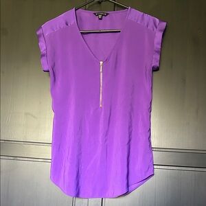 Express Vivid Purple Blouse with Zipper Accent